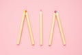 Wooden colorful ordinary pencils on a pink background. Back to school Royalty Free Stock Photo