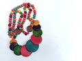 Wooden colourful ethnic beads ethnic jewelry handicraft.