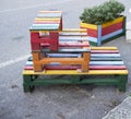 wooden colourful pallets