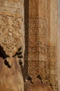 Wooden columns with skilful carving Royalty Free Stock Photo