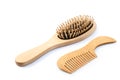 Wooden comb brush isolated with clipping path. Royalty Free Stock Photo