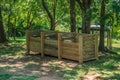 Wooden compost bin gardening