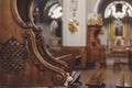 Wooden confessional Royalty Free Stock Photo