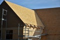 wooden construction from assembled wooden beams, insulation with