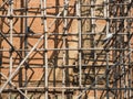 Wooden construction Building structure Industrial scaffold Old historic building construction site