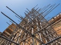 Wooden construction Building structure Industrial scaffold Historical site Royalty Free Stock Photo