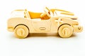 wooden construction light brown kids car on white Royalty Free Stock Photo