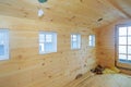 Wooden construction modern interior of wooden ceiling and wall Royalty Free Stock Photo