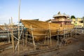 Wooden construction of yacht boat Royalty Free Stock Photo