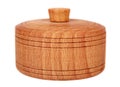 Wooden container, round case, gift. Isolated background Royalty Free Stock Photo