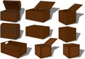 Wooden containers different types collection vector illustration