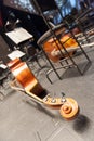 Wooden contrabass on the stage Royalty Free Stock Photo