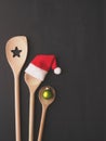 Wooden cooking spoon with hat of Santa Royalty Free Stock Photo