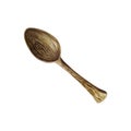 Wooden cooking spoon. Watercolor illustration. Isolate on white background.