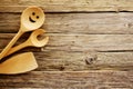 Wooden cooking utensils border Royalty Free Stock Photo