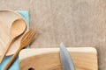 Wooden cookware set. Knife Royalty Free Stock Photo