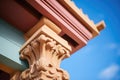 wooden corbels, pueblo home faade detail Royalty Free Stock Photo