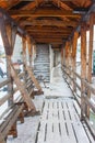 Wooden corridor on the defense medieval wall in Old Town Tallinn. Estonia