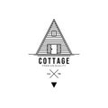 Wooden Cottage Logo Vector Illustration Design Line Art Template Icon