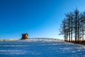 Wooden cottage in winter. Daegwallyeong Sheep Farm in Gangwondo, South Korea.