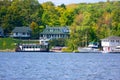 Wooden cottages on the lake