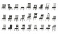 Wooden couches and chairs. Chairs silhouettes vector illustration. Set of furniture for a living room or office. Sofa Royalty Free Stock Photo