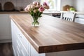 Wooden Countertop In White Kitchen Royalty Free Stock Photo