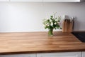 Wooden Countertop In White Kitchen Royalty Free Stock Photo