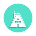 Wooden Country House, Cottage icon in badge style. One of travel collection icon can be used for UI, UX Royalty Free Stock Photo