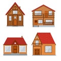 Wooden Country House or Home Set. Vector