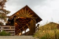 A wooden covered bridge in Nederland, Colorado