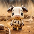 Wooden Cow Figure: High Quality, Detailed Face, Bright Colors Royalty Free Stock Photo