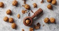 Wooden cracker with walnuts in composition