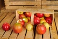 Wooden crate box full of fresh apples