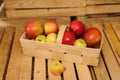 Wooden crate box full of fresh apples