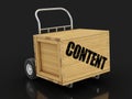 Wooden crate with Content on Hand Truck. Image with clipping path Royalty Free Stock Photo