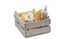 Wooden crate with corn ears