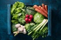 Crate of fresh organic vegetables Royalty Free Stock Photo