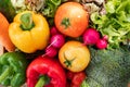 Wooden crate filled with fresh organic vegetables Royalty Free Stock Photo