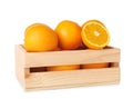 Wooden crate full of fresh oranges Royalty Free Stock Photo