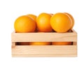 Wooden crate full of fresh oranges Royalty Free Stock Photo