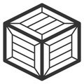 Wooden crate icon. Storage box line symbol