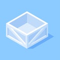 Wooden crate open box cargo transportation package for goods import export delivery isometric vector