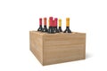 Wooden crate with six bottles of wine Royalty Free Stock Photo