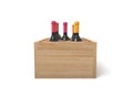 Wooden crate with six bottles of wine Royalty Free Stock Photo