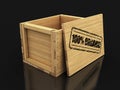 Wooden crate with stamp 100% Organic. Image with clipping path Royalty Free Stock Photo