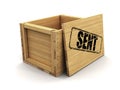 Wooden crate with stamp Sent. Image with clipping path Royalty Free Stock Photo