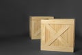 Wooden crates on dark background. Shipping containers Royalty Free Stock Photo