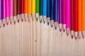 Wooden crayons background with copyspace