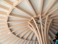 A wooden, creative, artistic roof on a terrace - detail